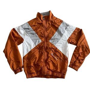 Champion Mens Small Full Zip Vented Windbreaker Copper ‎ Rust Color Block